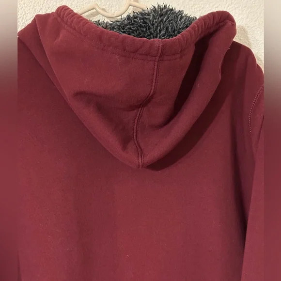 Land’s End Serious Sweats Hoodie Men Burgundy Full Zip Sherpa Fleece Size M/T - Picture 7 of 7